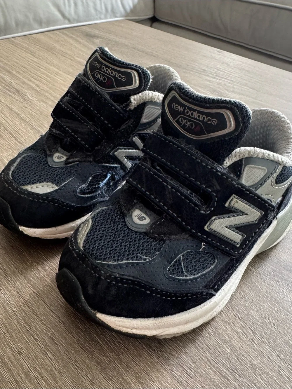 New Balance Kids Navy and Gray Velcro Athletic Sneakers